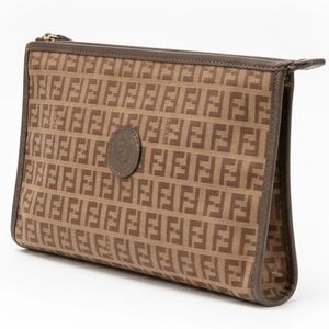 Fendi Zucchino FF Unisex Monogram Clutch/Toiletry Bag